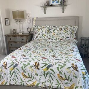 Pottery Barn 1 King Duvet" Spring Sparrows" 3 Euro Shams 4pc set